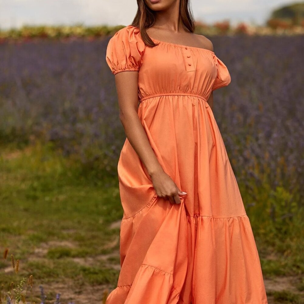 The Marni Maxi Dress showcases a bright orange hue - Picture 2 of 4